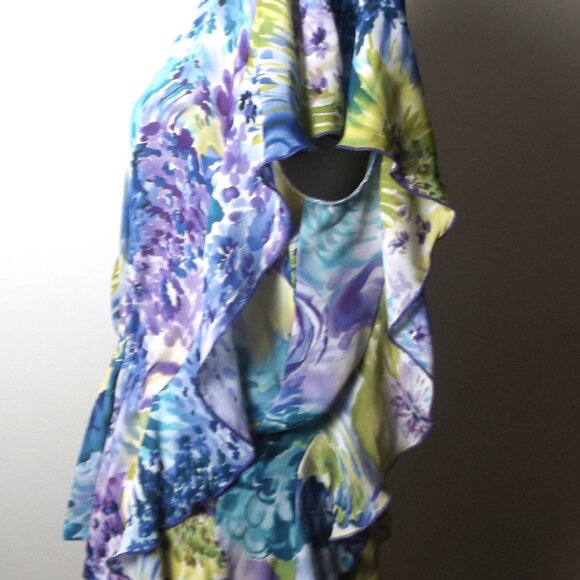 Vintage 80s 90s INVESTMENTS Floral Blouse – Size Large, Bright Retro Vibes - Picture 5 of 7